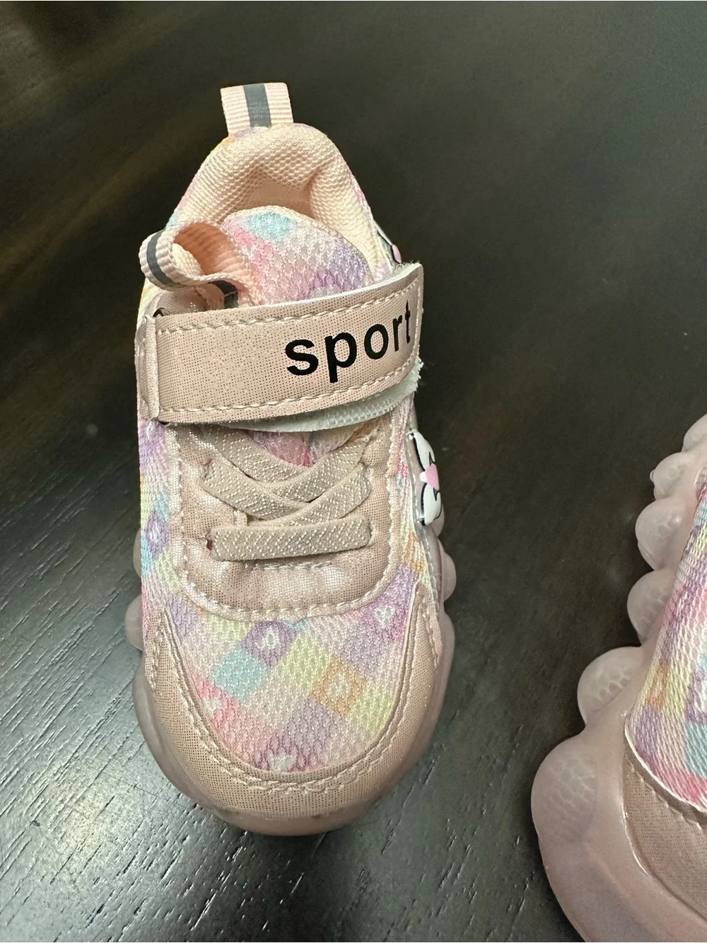 Kids Pink Light-Up Sneakers with Cute Character Detail( They run small in size)